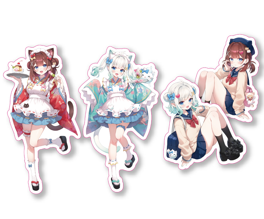 あやみファミリーコラボカフェ３ コラボ限定　描き下ろしBIGキャラシール（4枚セット）