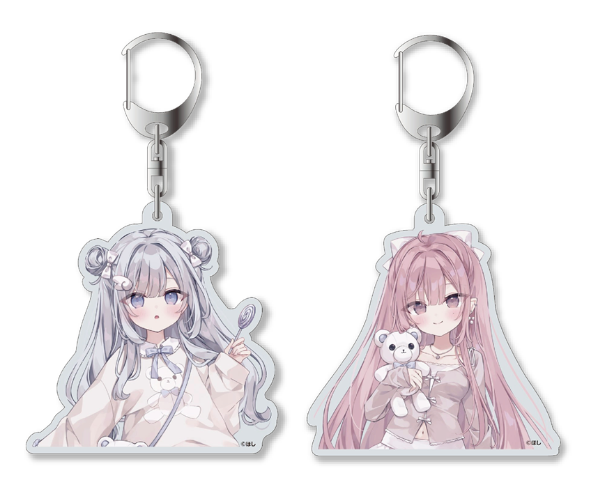 White Milky Cafe　コラボカフェ限定描き下ろしアクリルキーホルダー　あお&ももセット
