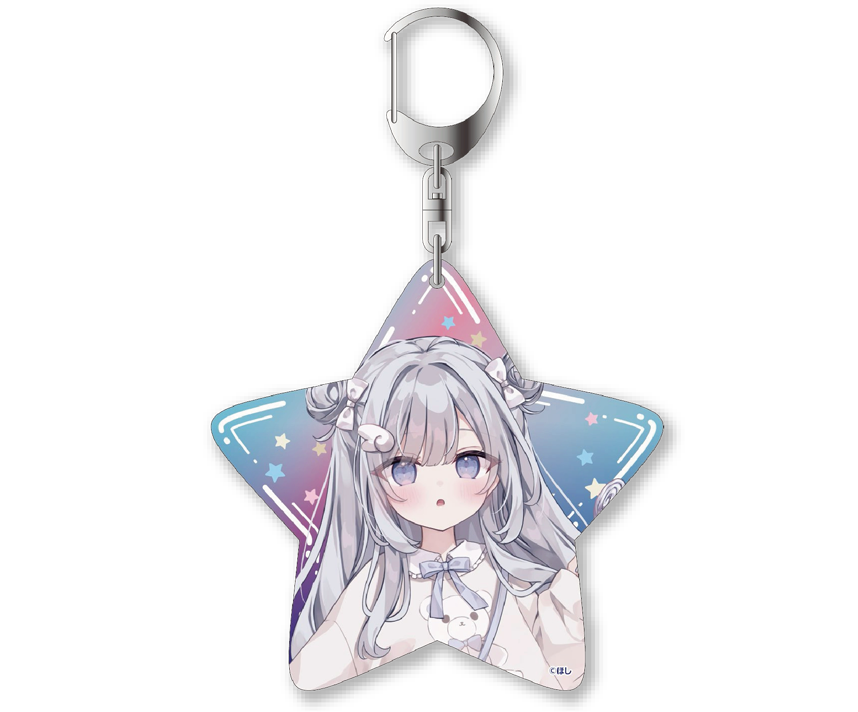 White Milky Cafe　コラボカフェ限定描き下ろし星型オーロラアクリルキーホルダー　あお