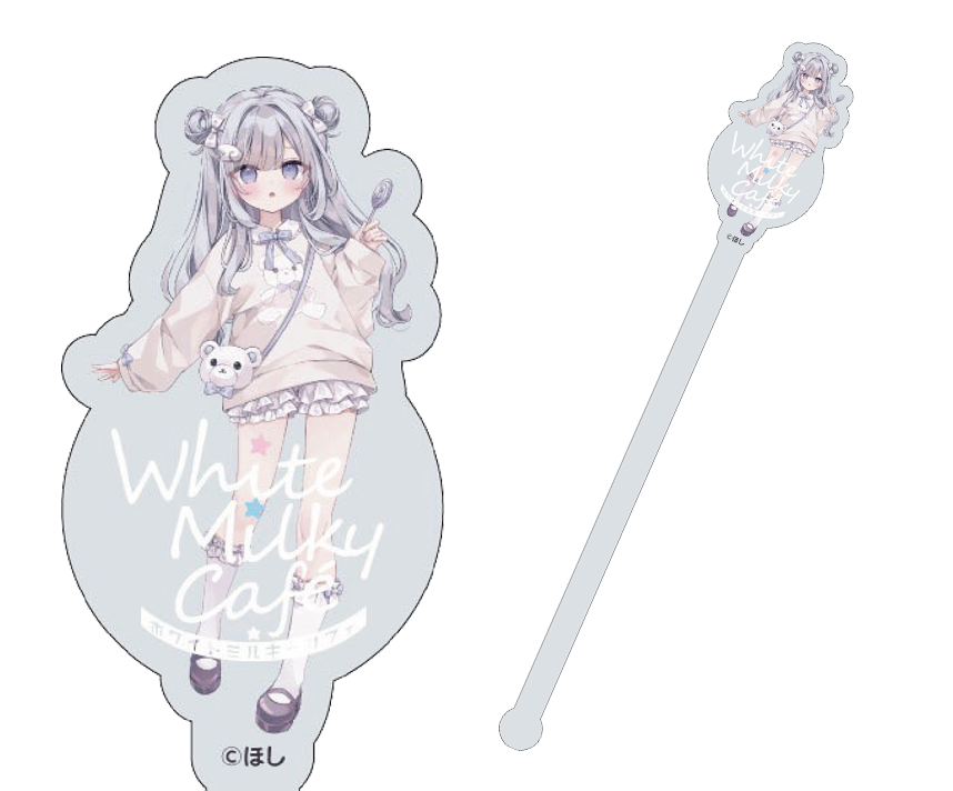 White Milky Cafe　コラボカフェ限定描き下ろしアクリルマドラー　あお
